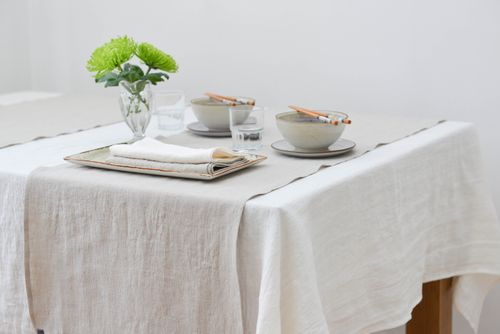 Washed Linen Off-White Tablecloth